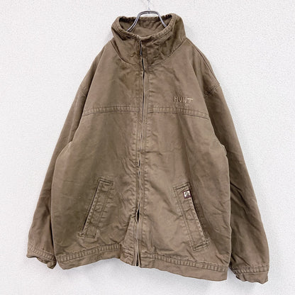 DRI DUCK　フルジップダックジャケット　裏チェック　ハイネック　茶　ブラウン　XXLサイズ