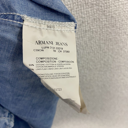 ARMANI JEANS　アルマーニ・ジーンズ　半袖シャツ　チェック　水色　ライトブルー　Mサイズ