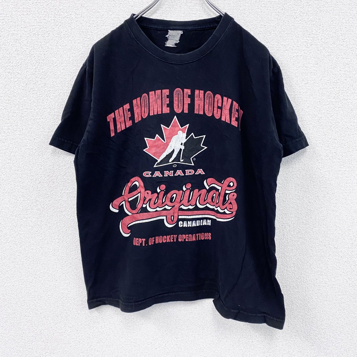 CANADA　半袖プリントTシャツ　ホッケー　黒　ブラック　