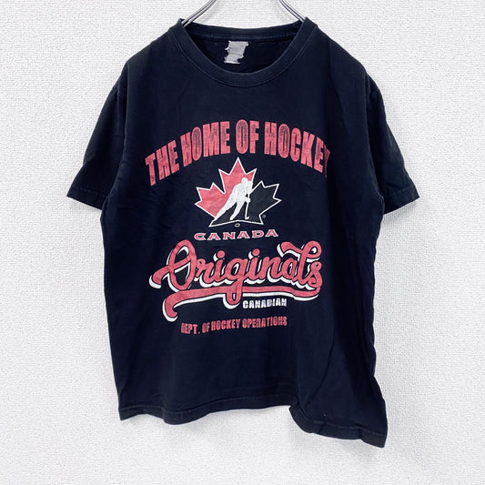 CANADA　半袖プリントTシャツ　ホッケー　黒　ブラック　