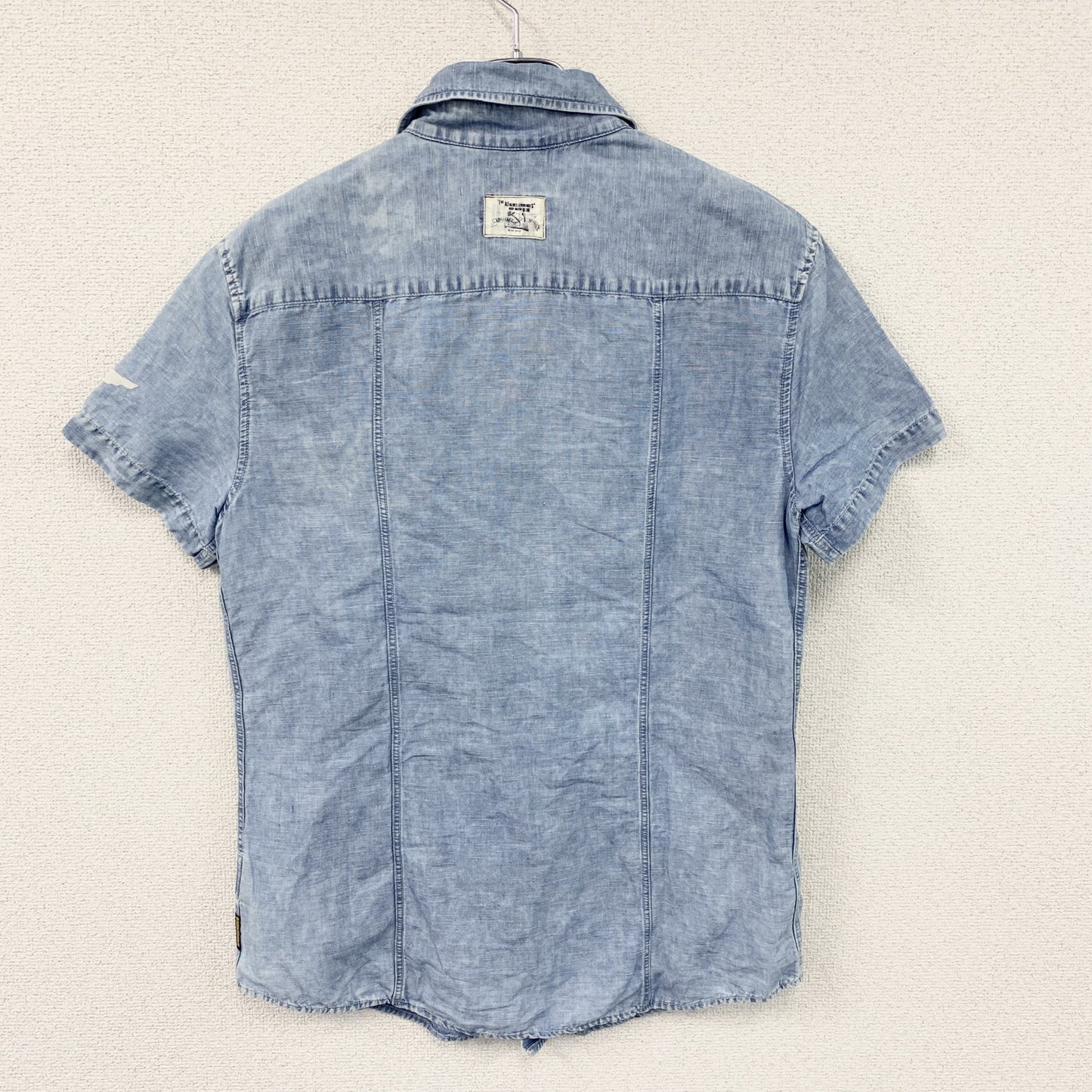 ARMANI JEANS　アルマーニ・ジーンズ　半袖シャツ　チェック　水色　ライトブルー　Mサイズ