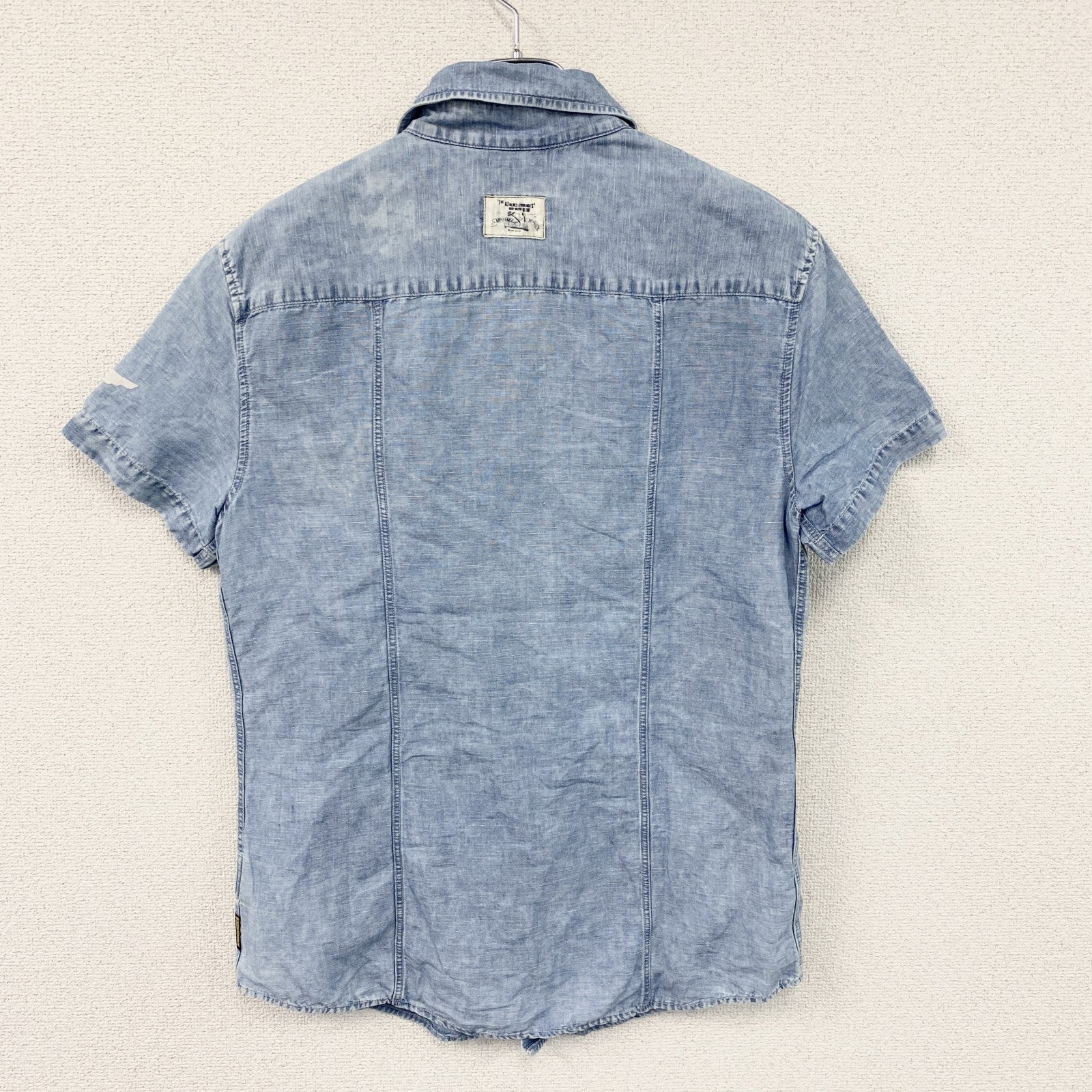 ARMANI JEANS　アルマーニ・ジーンズ　半袖シャツ　チェック　水色　ライトブルー　Mサイズ