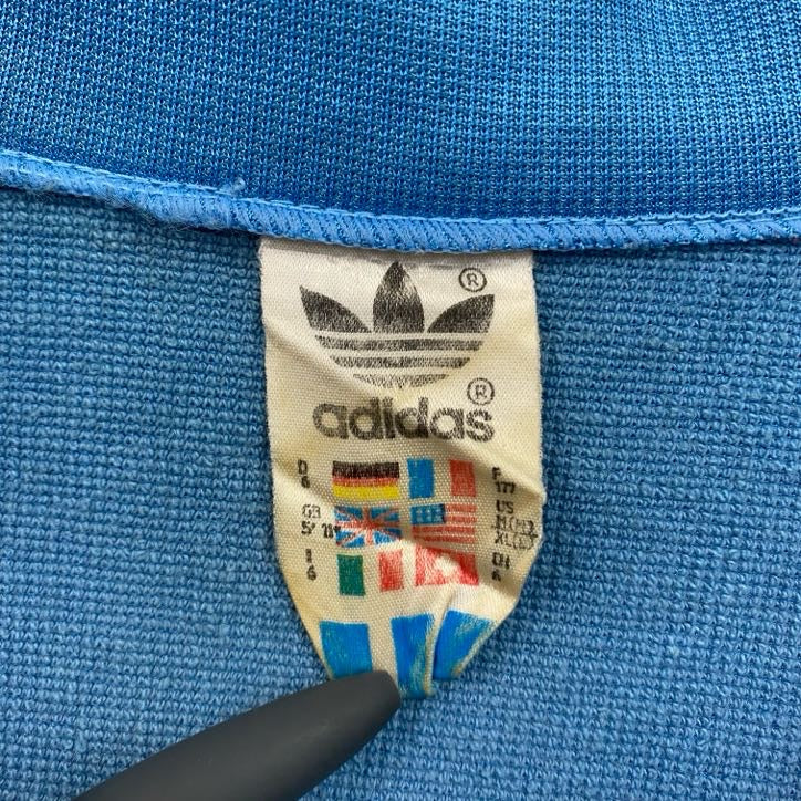 80s　adidas　アディダス　トラックジャケット/ジャージ　ヴィンテージ　ブルー　ライトブルー　Mサイズ