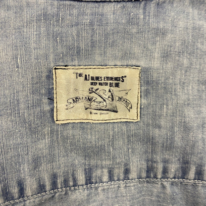 ARMANI JEANS　アルマーニ・ジーンズ　半袖シャツ　チェック　水色　ライトブルー　Mサイズ