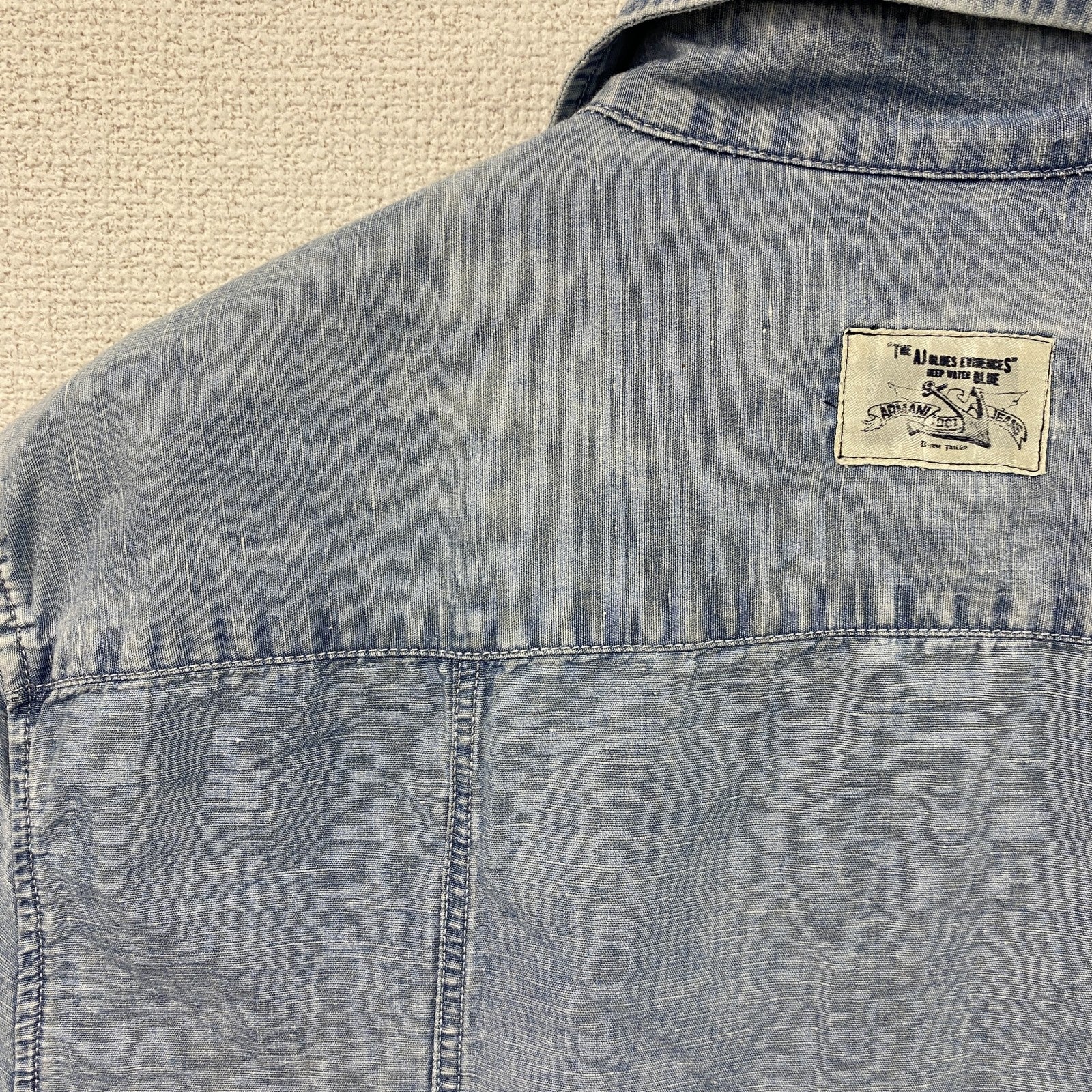 ARMANI JEANS　アルマーニ・ジーンズ　半袖シャツ　チェック　水色　ライトブルー　Mサイズ
