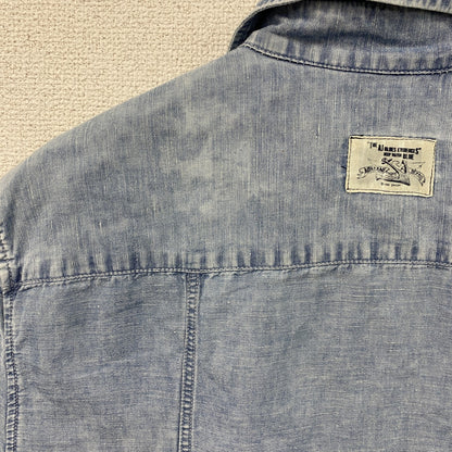 ARMANI JEANS　アルマーニ・ジーンズ　半袖シャツ　チェック　水色　ライトブルー　Mサイズ