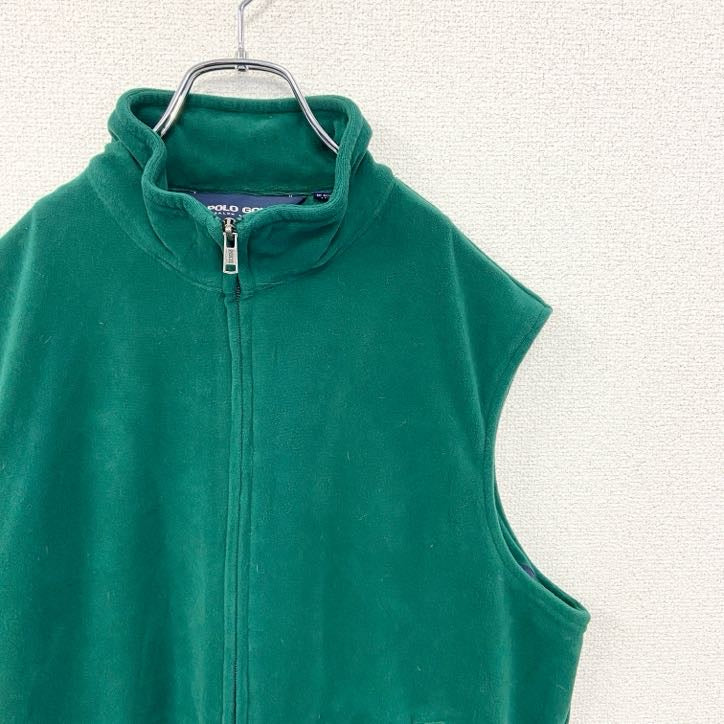 古着 used　POLO GOLF　RALPH LAUREN　ポロ ラルフローレン　フリースフルジップベスト　グリーン　Mサイズ