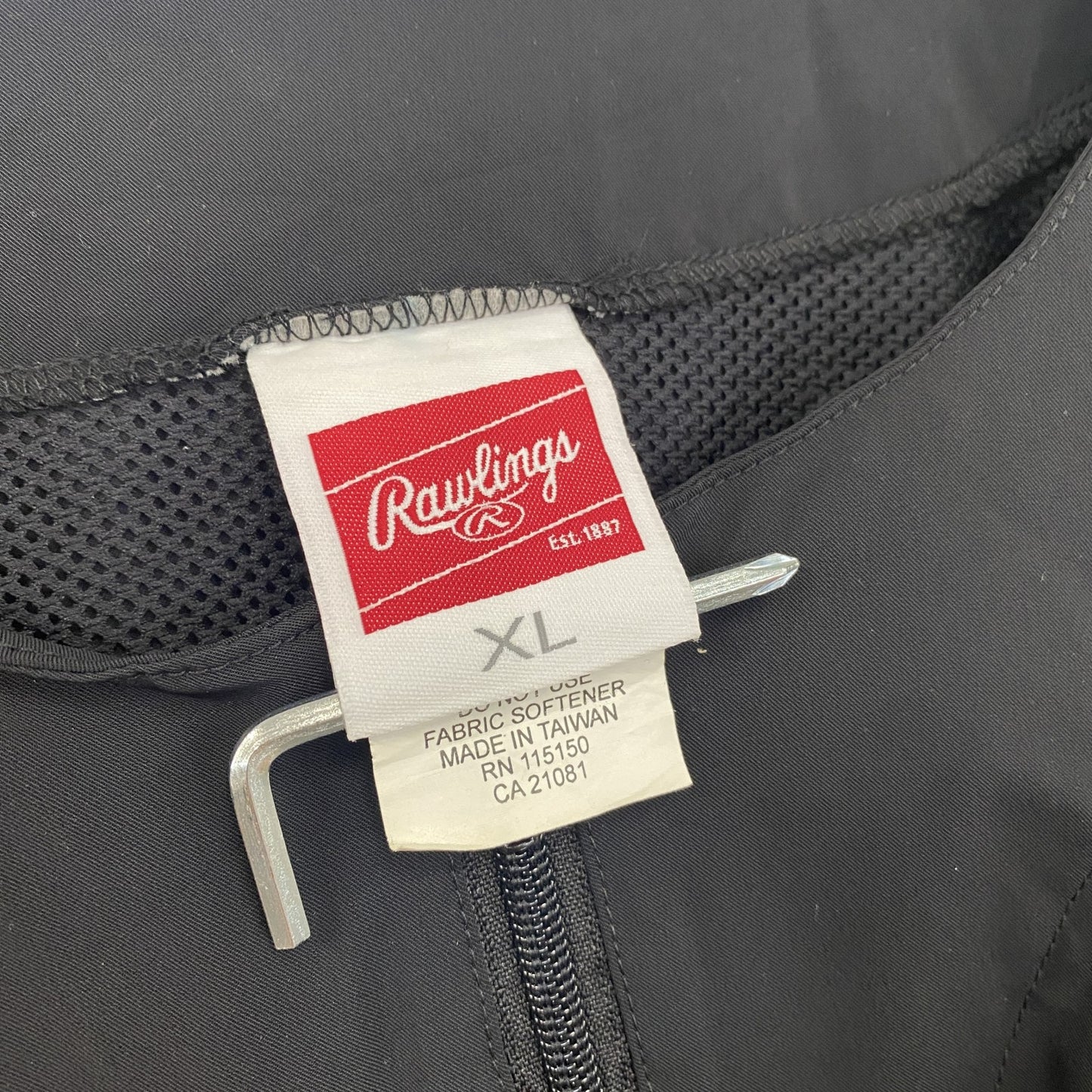 Rawlings　ローリングス　ハーフジップナイロンプルオーバージャケット　黒　ブラック　XLサイズ