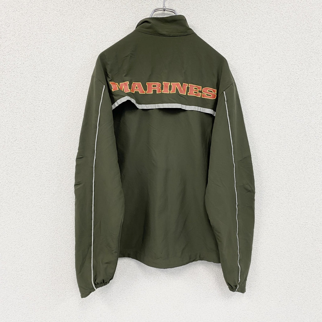 NEW BALANCE　ニューバランス　米軍　USMC　トレーニングジャケット　フルジップナイロンジャケット　カーキ　Sサイズ