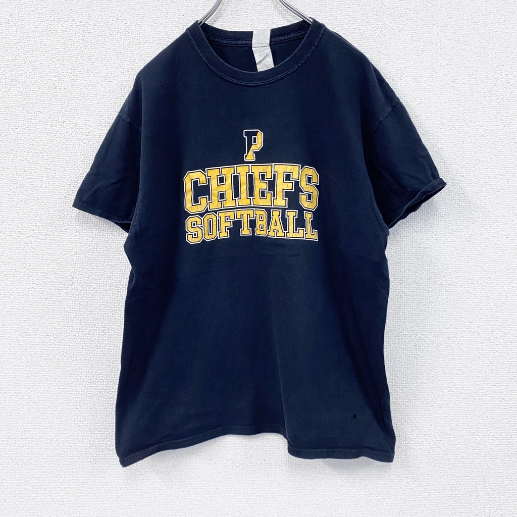 GILDAN　ギルダン　半袖プリントTシャツ　紺　ネイビー　Lサイズ