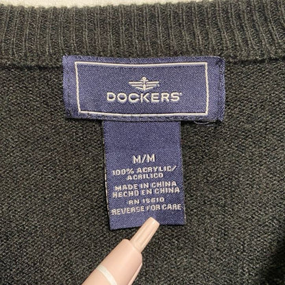 古着 used　DOCKERS　ドッカーズ　Vネックニットベスト　ノースリーブセーター　黒　ブラック　レトロ　Mサイズ