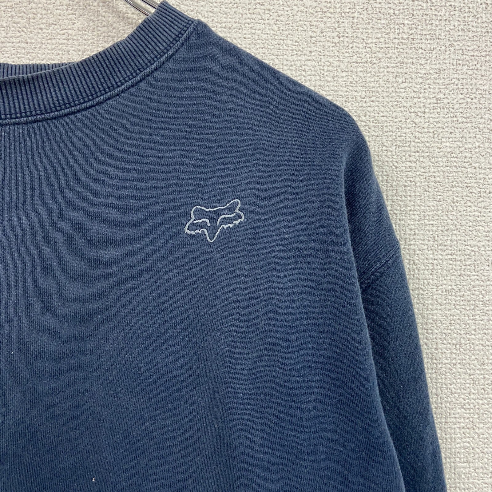 FOX RACING　フォックスレーシング　スウェット/トレーナー　フェード　刺繍ロゴ　ワンポイント　紺　ネイビー　XLサイズ