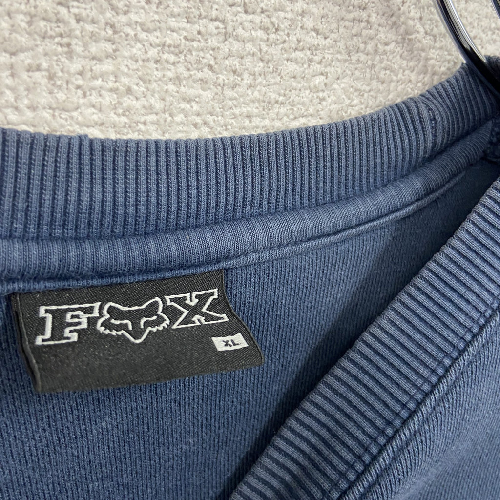 FOX RACING　フォックスレーシング　スウェット/トレーナー　フェード　刺繍ロゴ　ワンポイント　紺　ネイビー　XLサイズ