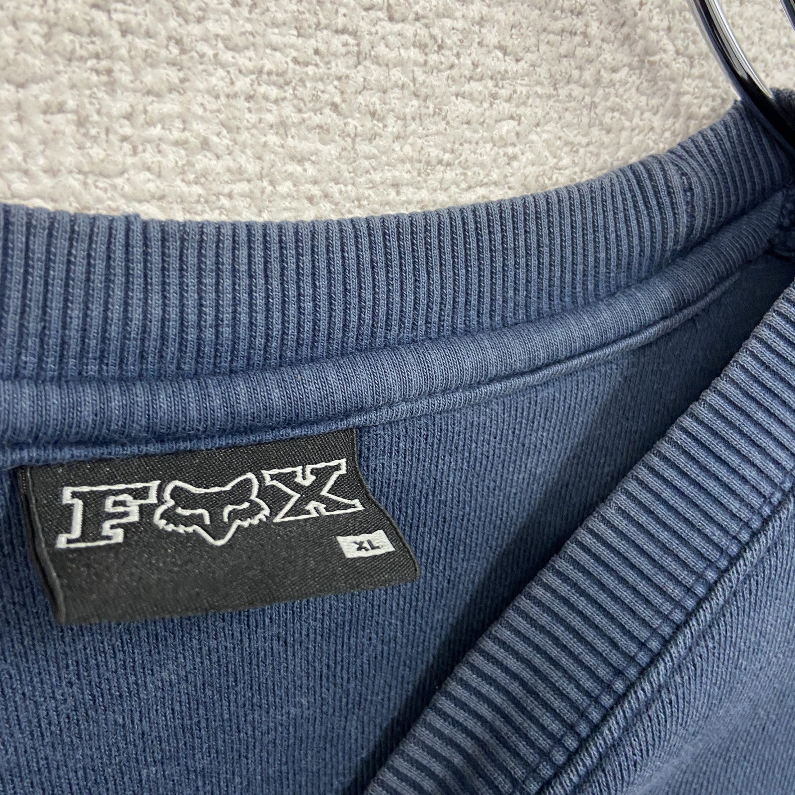 FOX RACING　フォックスレーシング　スウェット/トレーナー　フェード　刺繍ロゴ　ワンポイント　紺　ネイビー　XLサイズ