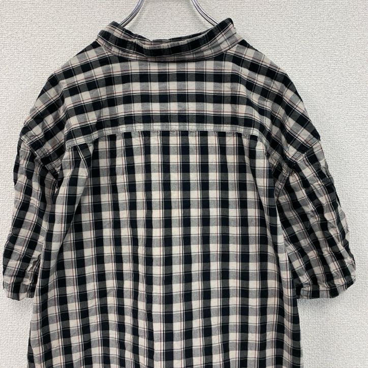 Carhartt　カーハート　半袖ボタンダウンシャツ　ラウンドシャツ　ギンガムチェック柄　黒　ブラック　XLサイズ