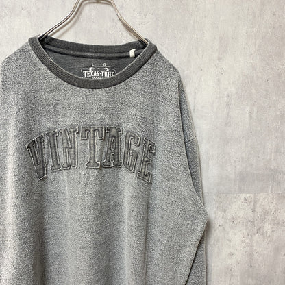 古着 used　TEXAS TRUE VINTAGE　長袖起毛スウェット　トレーナー　チャコールグレー　ビンテージ　Lサイズ