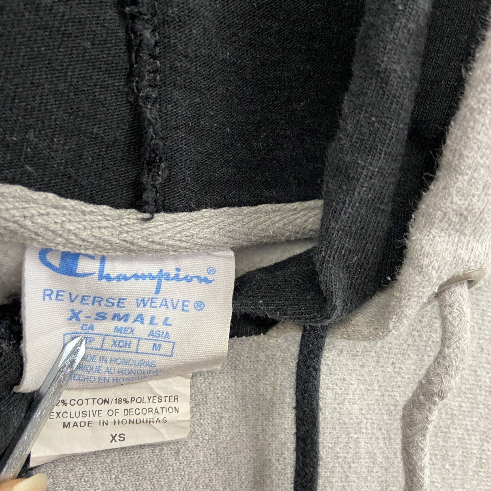 Champion　チャンピオン　リバースウィーブ　スウェットパーカー/フーディー　ダブルフード　霜降りグレー　XSサイズ
