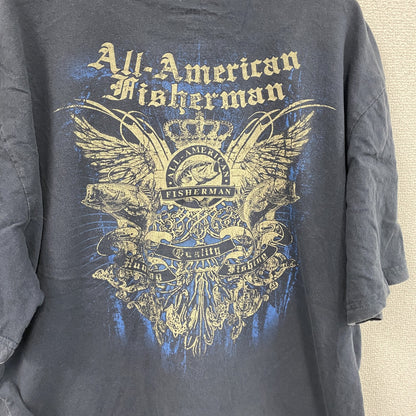 ALL AMERICAN FISHERMAN　半袖プリントTシャツ　紺　ネイビー　XLサイズ