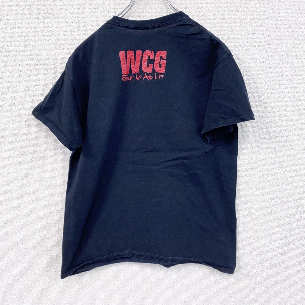 WCG　THE IRON BROTHERHOOD　半袖プリントTシャツ　紺　ネイビー