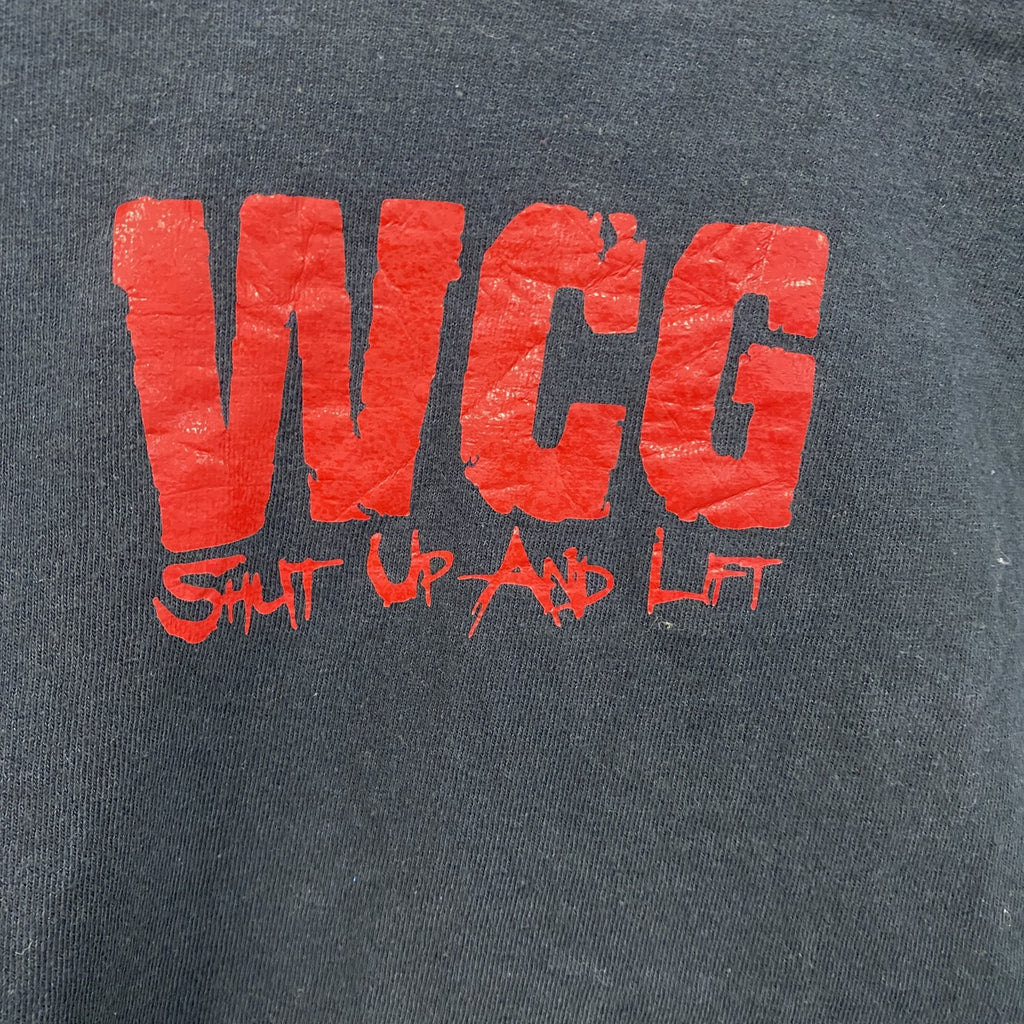 WCG　THE IRON BROTHERHOOD　半袖プリントTシャツ　紺　ネイビー