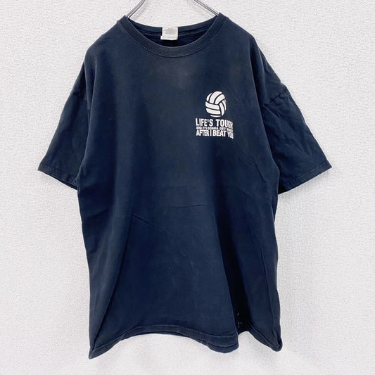 GILDAN　ギルダン　半袖プリントメッセージTシャツ　4連プリント　両面プリント　黒　ブラック　XLサイズ