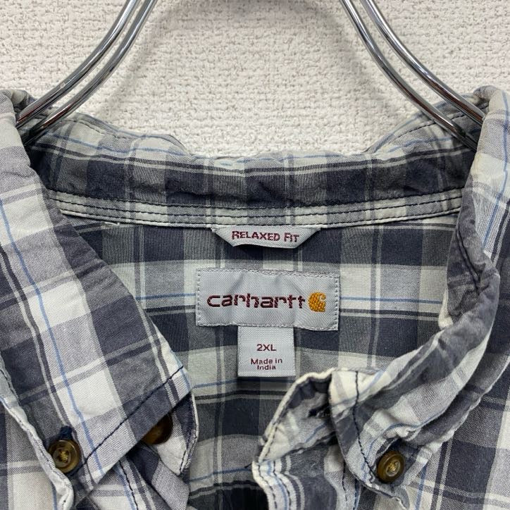 Carhartt　カーハート　半袖ボタンダウンシャツ　ラウンドシャツ　ギンガムチェック柄　マルチカラー　2XLサイズ