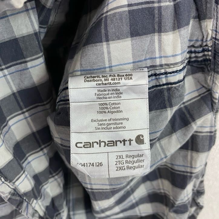 Carhartt　カーハート　半袖ボタンダウンシャツ　ラウンドシャツ　ギンガムチェック柄　マルチカラー　2XLサイズ