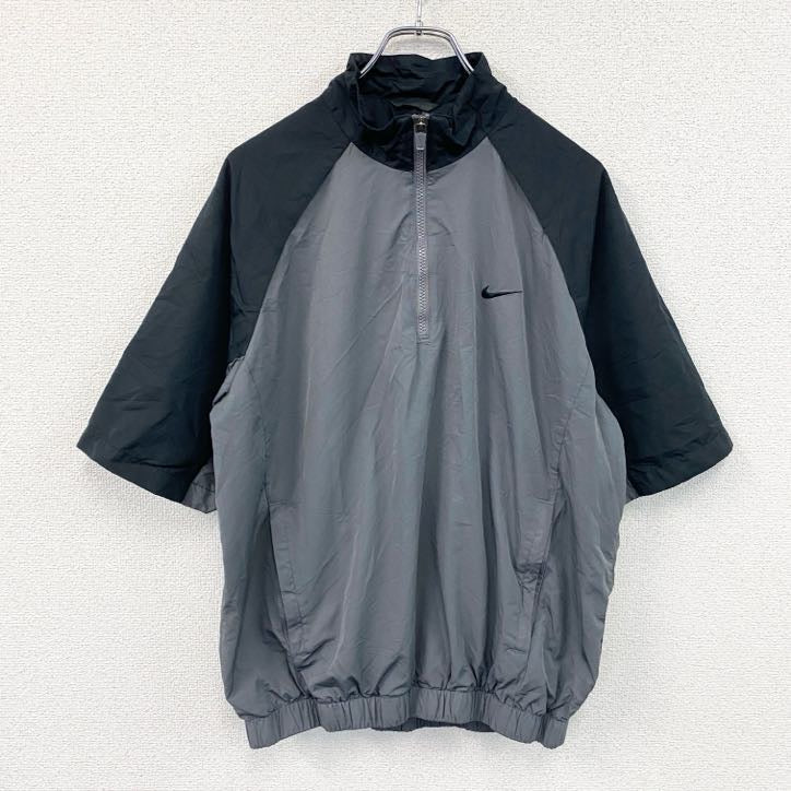 NIKE GOLF　ナイキゴルフ　半袖ハーフジッププルオーバージャケット　バイカラー　黒　ブラック　グレー　Lサイズ