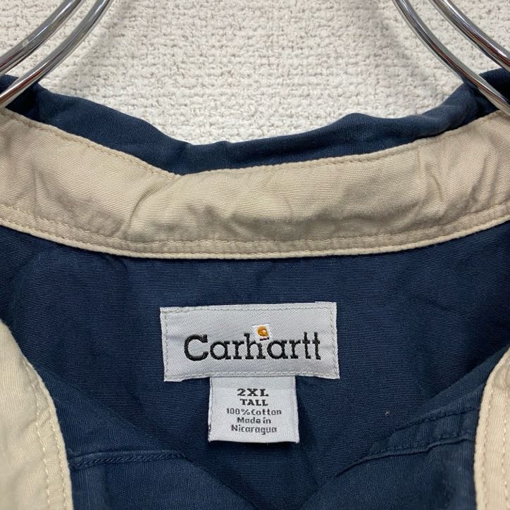 Carhartt　カーハート　半袖ワークシャツ　ボタンダウンシャツ　ダブルポケット　紺　ネイビー　2XLサイズ