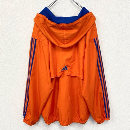 90s　adidas アディダス　アノラックパーカー　ナイロンプルオーバー　ヴィンテージ　オレンジ　Mサイズ