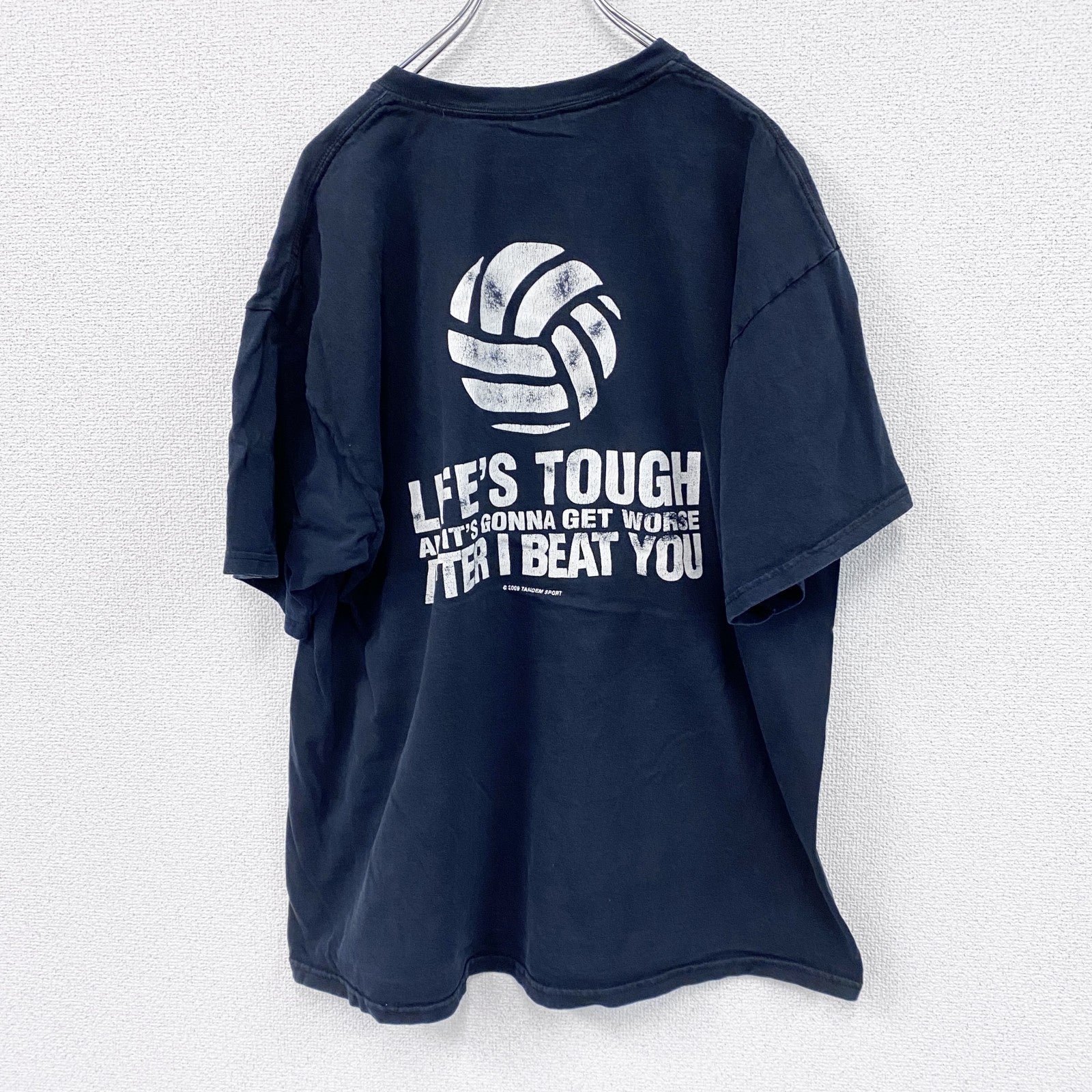 GILDAN　ギルダン　半袖プリントメッセージTシャツ　4連プリント　両面プリント　黒　ブラック　XLサイズ
