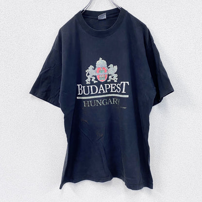 00s　SARA　半袖プリントTシャツ　ユーロヴィンテージ　黒　ブラック　XLサイズ　
