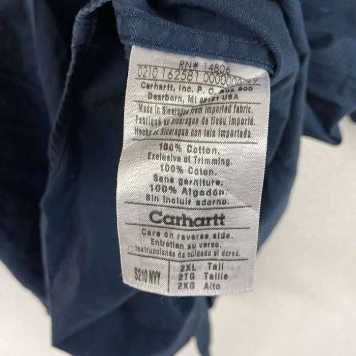 Carhartt　カーハート　半袖ワークシャツ　ボタンダウンシャツ　ダブルポケット　紺　ネイビー　2XLサイズ