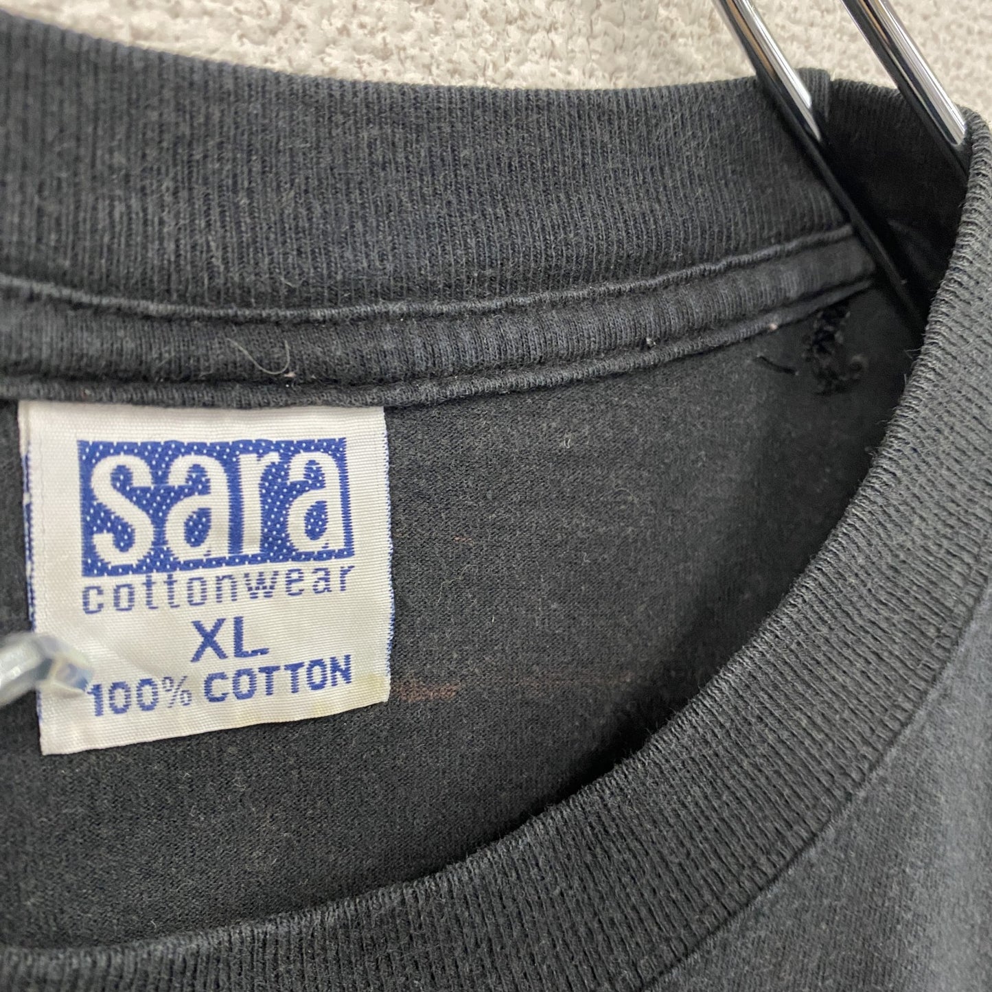 00s　SARA　半袖プリントTシャツ　ユーロヴィンテージ　黒　ブラック　XLサイズ　