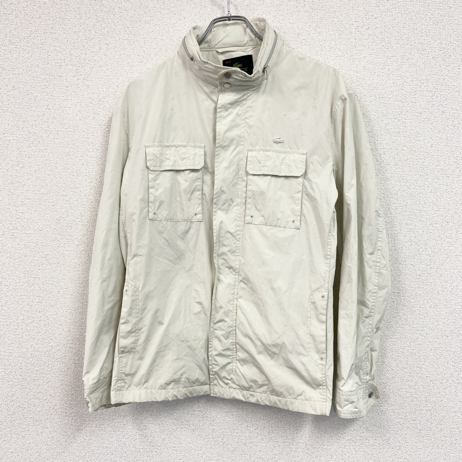 LACOSTE　ラコステ　ナイロンジャケット　フラップポケット　比翼仕立て　白　ホワイト　50/4サイズ
