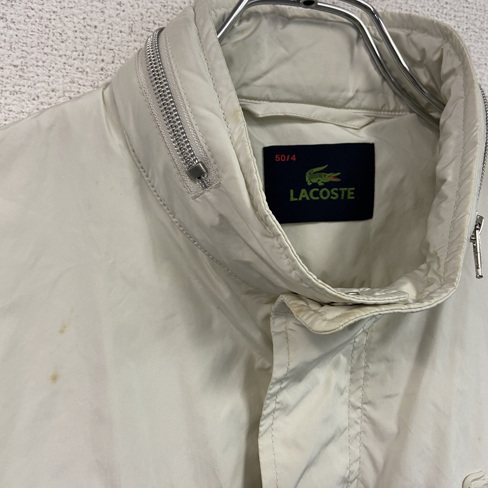 LACOSTE　ラコステ　ナイロンジャケット　フラップポケット　比翼仕立て　白　ホワイト　50/4サイズ