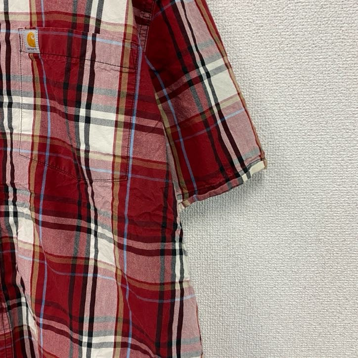 Carhartt　カーハート　半袖ボタンダウンシャツ　ラウンドシャツ　オンブレチェック　赤　レッド　Lサイズ