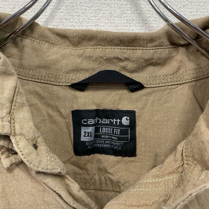 Carhartt　カーハート　半袖ワークシャツ　ボタンダウンシャツ　ダブルポケット　ベージュ　2XLサイズ