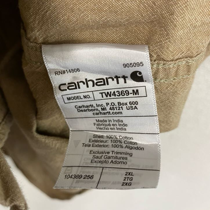Carhartt　カーハート　半袖ワークシャツ　ボタンダウンシャツ　ダブルポケット　ベージュ　2XLサイズ