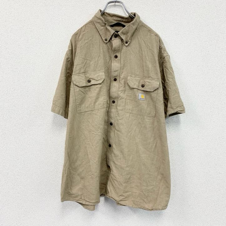 Carhartt　カーハート　半袖ワークシャツ　ボタンダウンシャツ　ダブルポケット　ベージュ　2XLサイズ