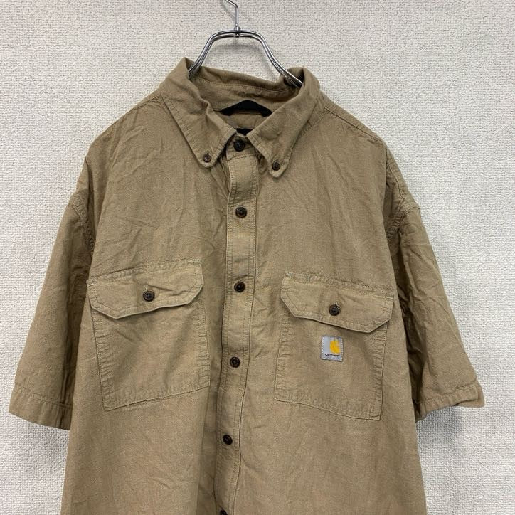 Carhartt　カーハート　半袖ワークシャツ　ボタンダウンシャツ　ダブルポケット　ベージュ　2XLサイズ