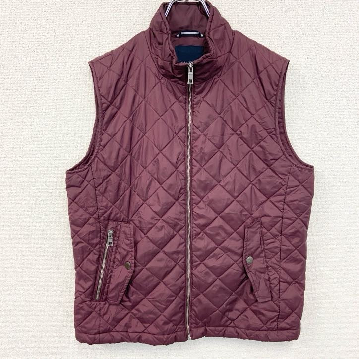 古着 used　NAUTICA ノーティカ　キルティングベスト　フルジップダウンベスト　ハイネック　バーガンディー　Mサイズ