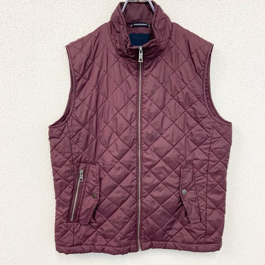 古着 used　NAUTICA ノーティカ　キルティングベスト　フルジップダウンベスト　ハイネック　バーガンディー　Mサイズ