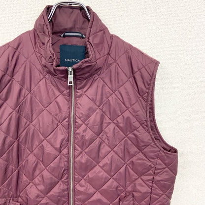 古着 used　NAUTICA ノーティカ　キルティングベスト　フルジップダウンベスト　ハイネック　バーガンディー　Mサイズ