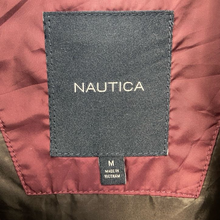古着 used　NAUTICA ノーティカ　キルティングベスト　フルジップダウンベスト　ハイネック　バーガンディー　Mサイズ