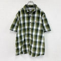 Carhartt　カーハート　半袖ボタンダウンシャツ　ラウンドシャツ　オンブレチェック　緑　グリーン　Lサイズ