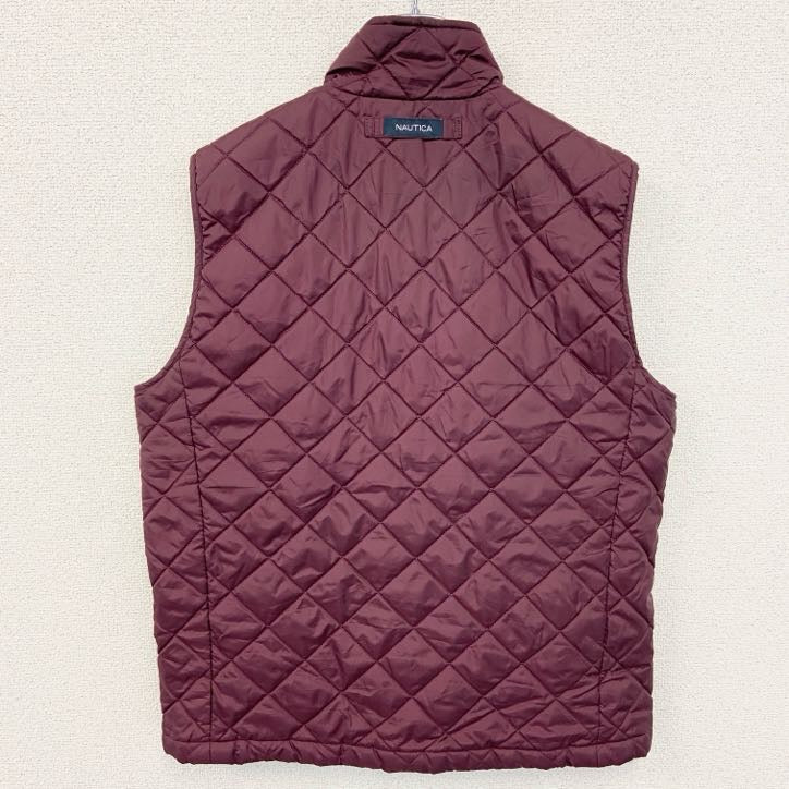 古着 used　NAUTICA ノーティカ　キルティングベスト　フルジップダウンベスト　ハイネック　バーガンディー　Mサイズ