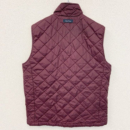 古着 used　NAUTICA ノーティカ　キルティングベスト　フルジップダウンベスト　ハイネック　バーガンディー　Mサイズ