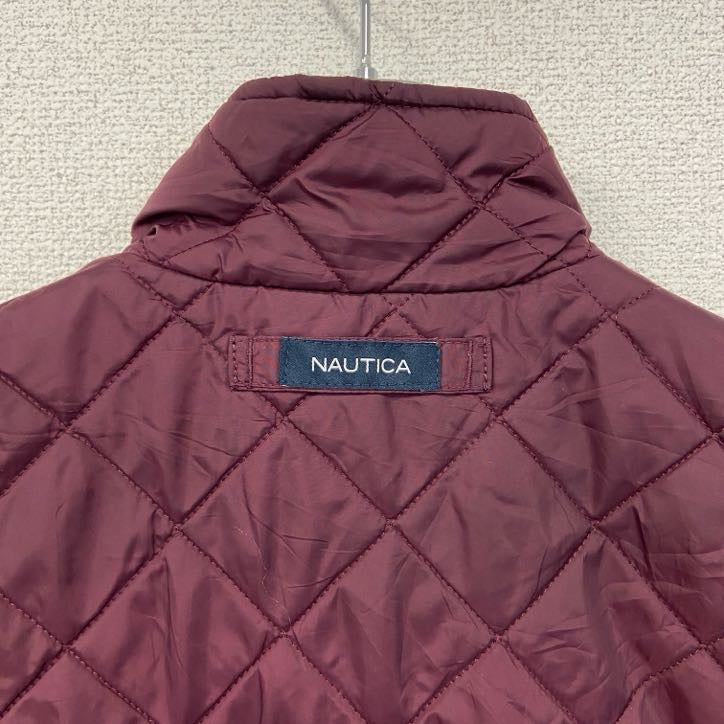 古着 used　NAUTICA ノーティカ　キルティングベスト　フルジップダウンベスト　ハイネック　バーガンディー　Mサイズ