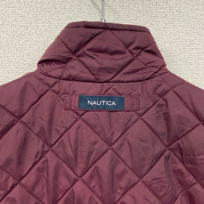 古着 used　NAUTICA ノーティカ　キルティングベスト　フルジップダウンベスト　ハイネック　バーガンディー　Mサイズ